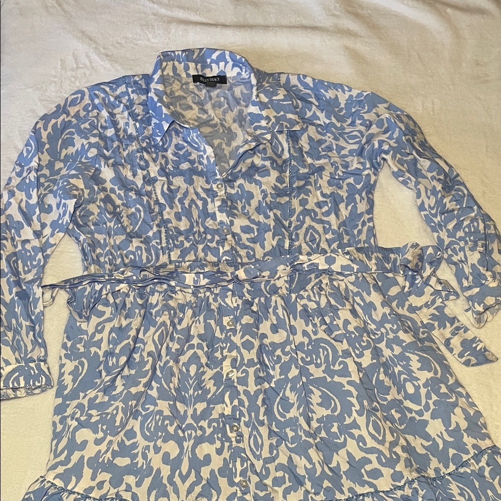 Blue and White Patterned Dress